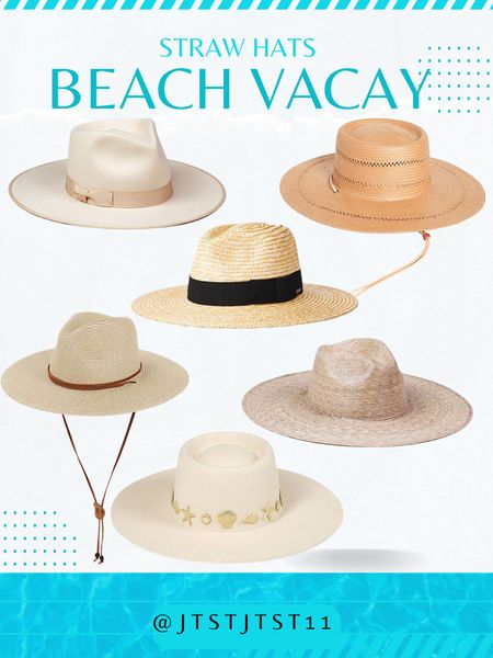 Straw hats for your next beach vacay are right here. Some are as low as $22 and go up to $200.


Fedora, Boater Hat



Summer Dress I Beachy Outfits I Cute Cover Up I Crochet Cover up

summer dress | beachy outfits | summer outfit inspo | spring break outfit | vacation outfits | summer 2024 outfits | european summer outfits | spring break outfit | italy outfits | spring fits | summer outfit inspo | summer dresses | cute summer outfits | cute cover up | cute beach outfit | cute beach look | beach vacation outfit | resort wear for women | resort vacation outfits | resort outfit ideas | puerto rico outfits | florida outfits | florida vacation outfits | florida outfits vacation | summer 2024 outfits | tropical vacation outfits | cute vacation outfits | island vacation outfits | ibiza outfits | vacation outfits | vacation style | carribean vacation outfits | beach vacation outfits | bahamas vacation outfits | mexico vacation outfits

#LTKSeasonal #LTKShoeCrush #LTKStyleTip #LTKFindsUnder100 #LTKOver40 #LTKMidsize #LTKTravel #LTKSwim #LTKU #LTKGiftGuide #LTKSaleAlert #LTKActive #LTKFindsUnder50 #LTKSummerSales