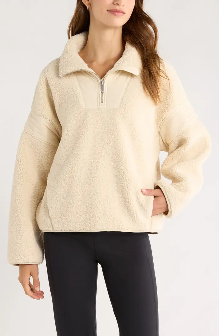 Snowday Faux Shearling Quarter Zip Pullover | Nordstrom