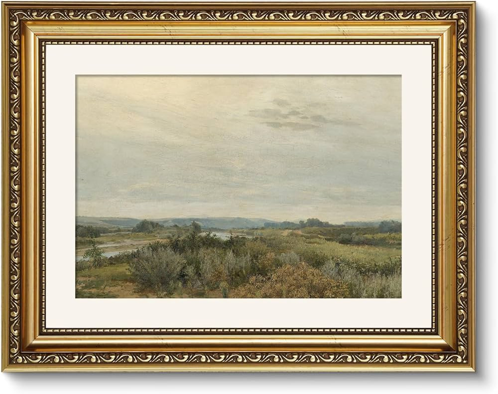 ARPEOTCY Vintage Gold Framed Wall Art, Nature Trees Landscape Rivers Retro Paintings, Canvas Prin... | Amazon (US)