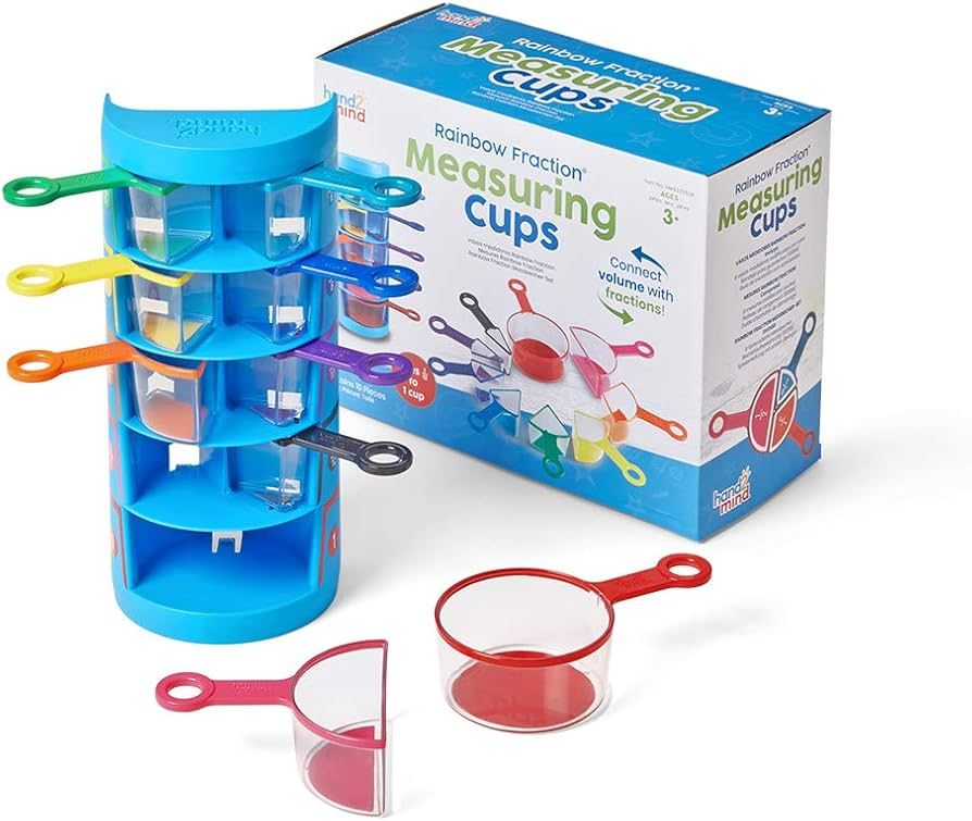 hand2mind Rainbow Fraction Measuring Cups, Fraction Manipulatives, Kids Measuring Cups, Baking Su... | Amazon (US)