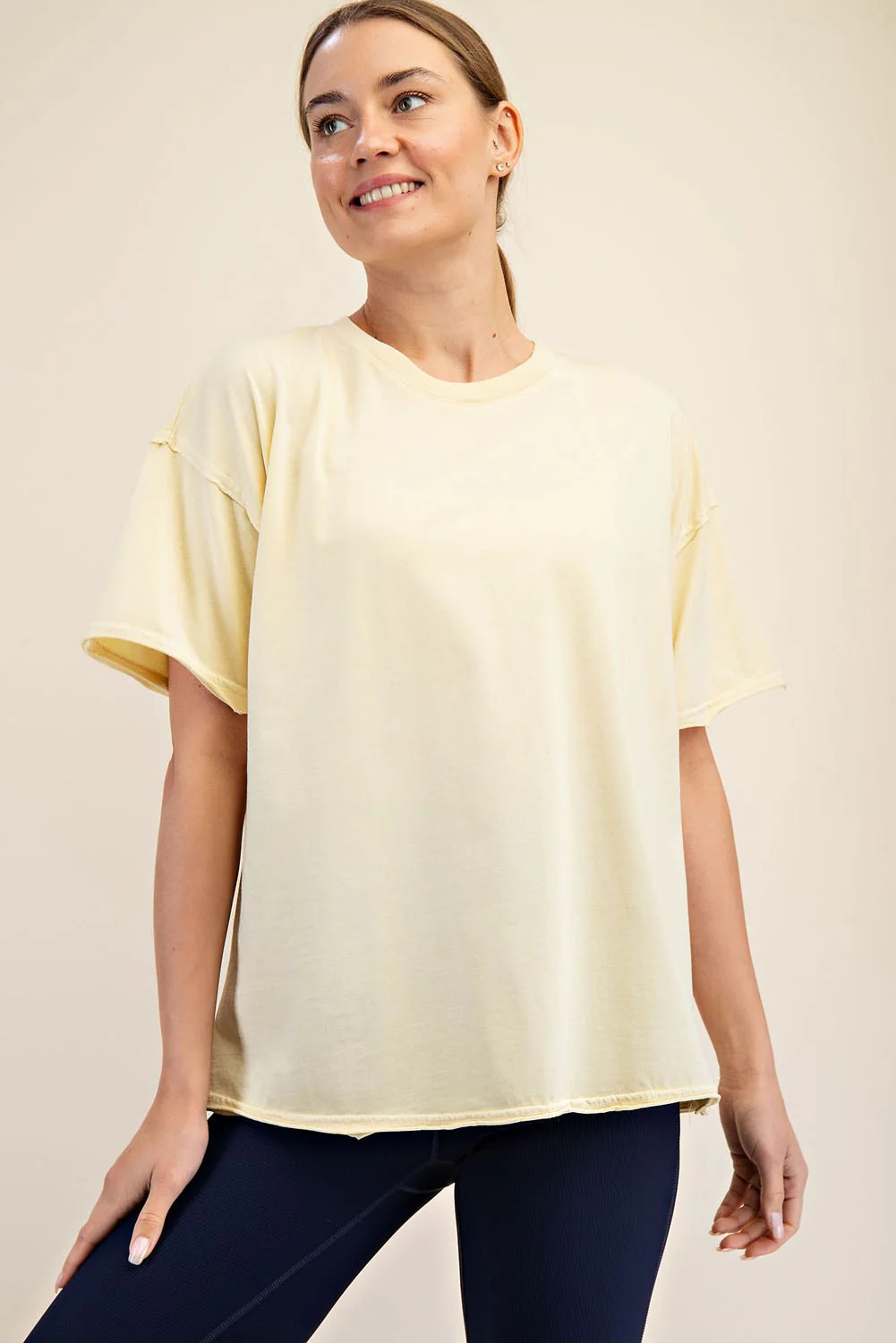 Yellow Boxy Raw Edge Short Sleeve Tee | PinkBlush Maternity