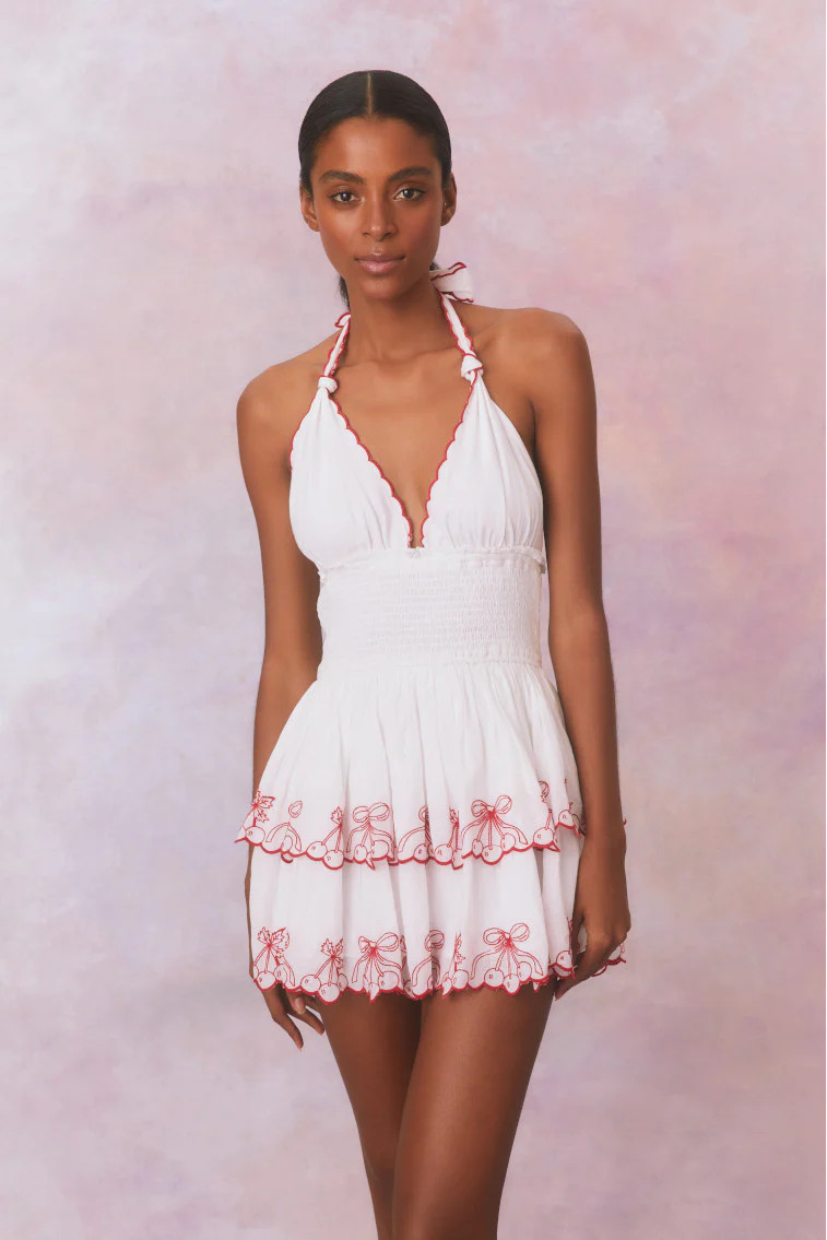 Dormina Cherry Embroidered Cotton Mini Dress | LoveShackFancy