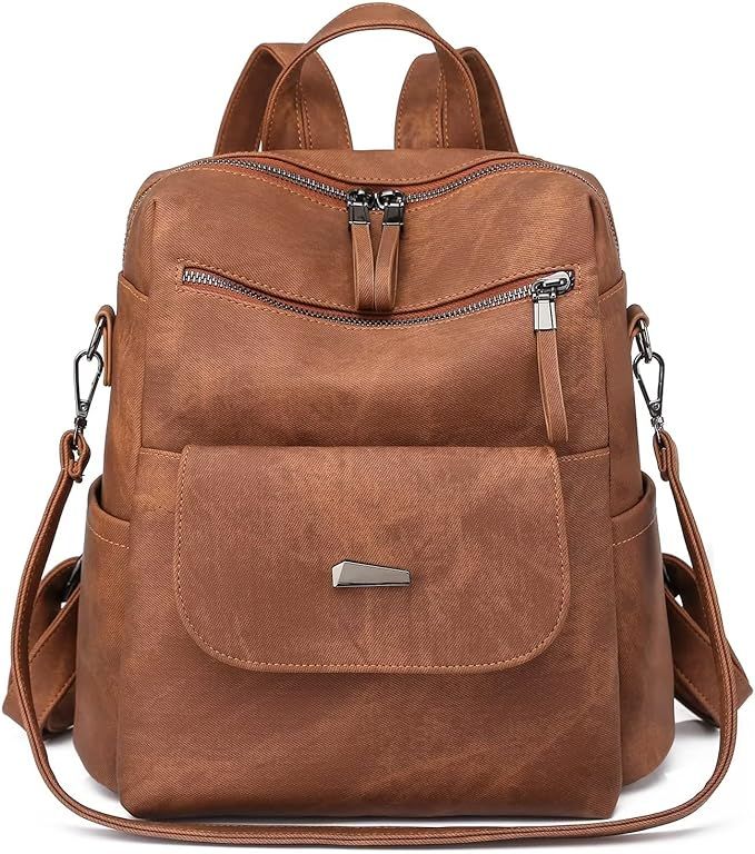 PU Leather Backpack Purse for Women Fashion Multipurpose Design Handbag Ladies Shoulder Bags Trav... | Amazon (US)
