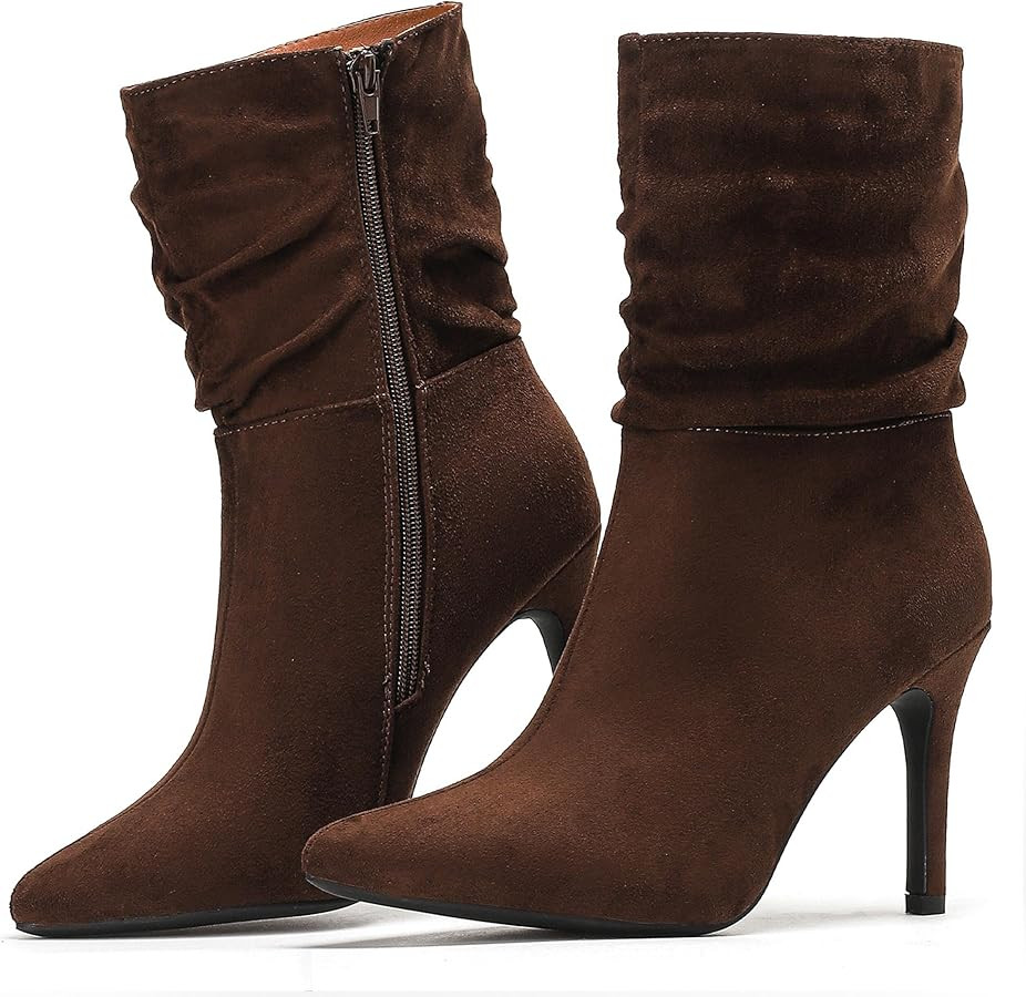 Putu Women's Stiletto High Heel Boots Slouchy Ankle Boots Sexy Dress Boots | Amazon (US)