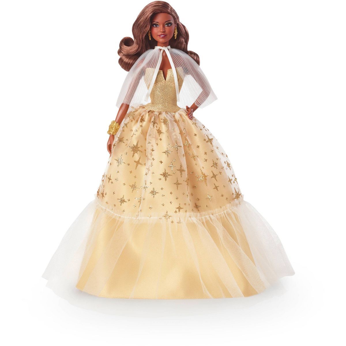 Barbie 13" Signature 2023 Holiday Collector Doll with Golden Gown and Dark Brown Hair | Target