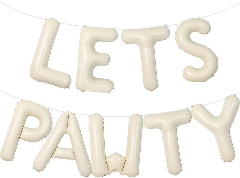 Lets Pawty Balloons Banner 40 Inch,Cream White Beige Paw Birthday Balloons,for Dogs Paw Pet Foil ... | Amazon (US)