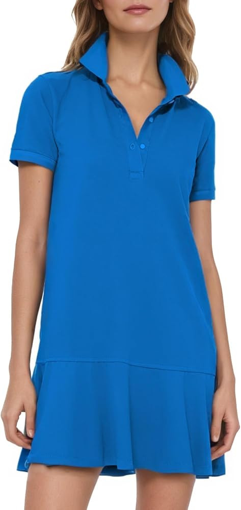 Ladyful Women's Polo Dress Short Sleeve Ruffle Hem Flowy Summer Golf Tennis Athletic Mini Dress | Amazon (US)