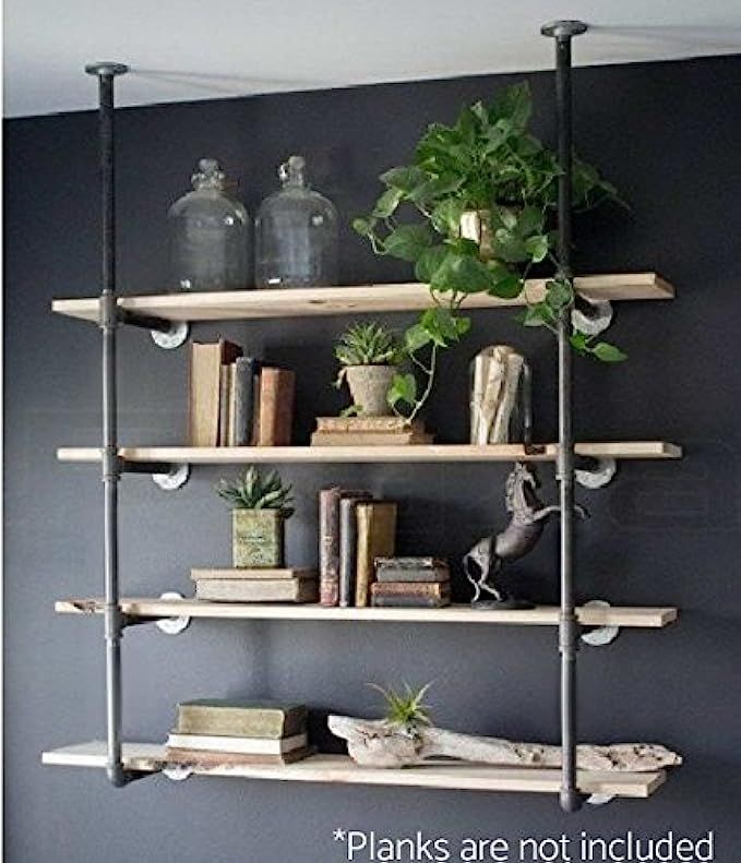 Industrial Retro Wall Mount Iron Pipe Shelf Hung Bracket Diy Storage Shelving Bookshelf (3pcs) | Amazon (US)