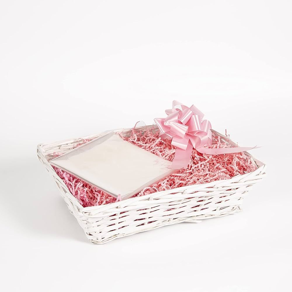 White Wicker Basket For Hampers Make You Own Gift Hamper Kit Birthday Christening Newborn Wedding... | Amazon (UK)