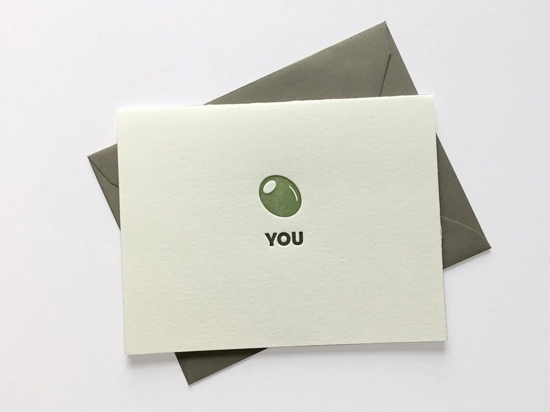 Olive You // Letterpress Card & Envelope // Food Pun Card // Valentine - Etsy | Etsy (US)