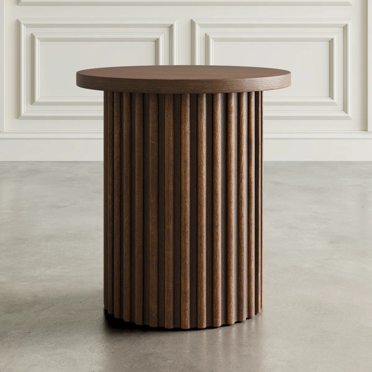 Rovena 24" Round Mid-Century Modern Fluted Pedestal Base End Table | Wayfair North America