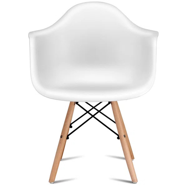 Chyna Mid Century Modern Arm Chair in White (Set of 2) | Wayfair North America