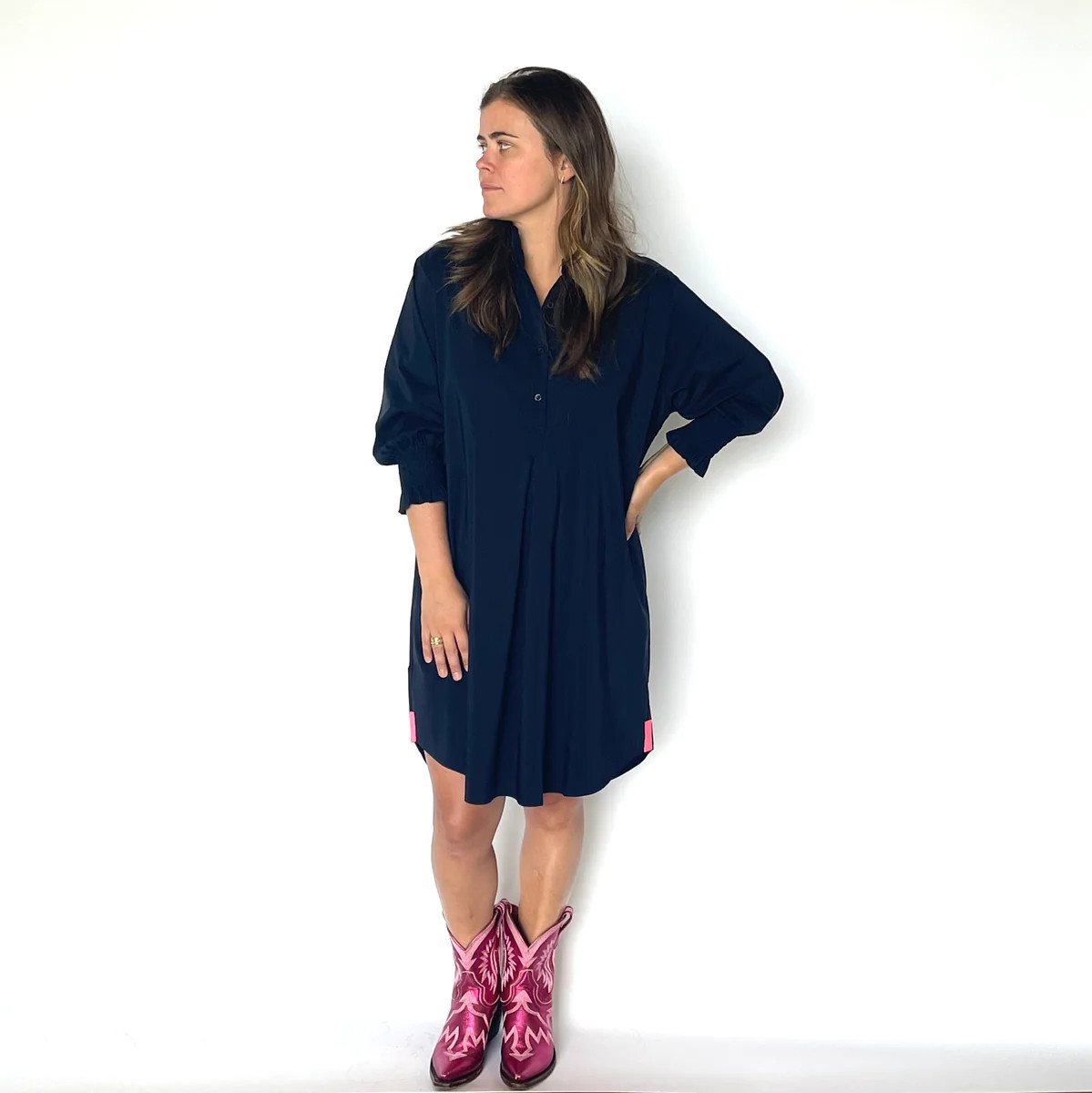 Kimberly Dress Navy | Caryn Lawn