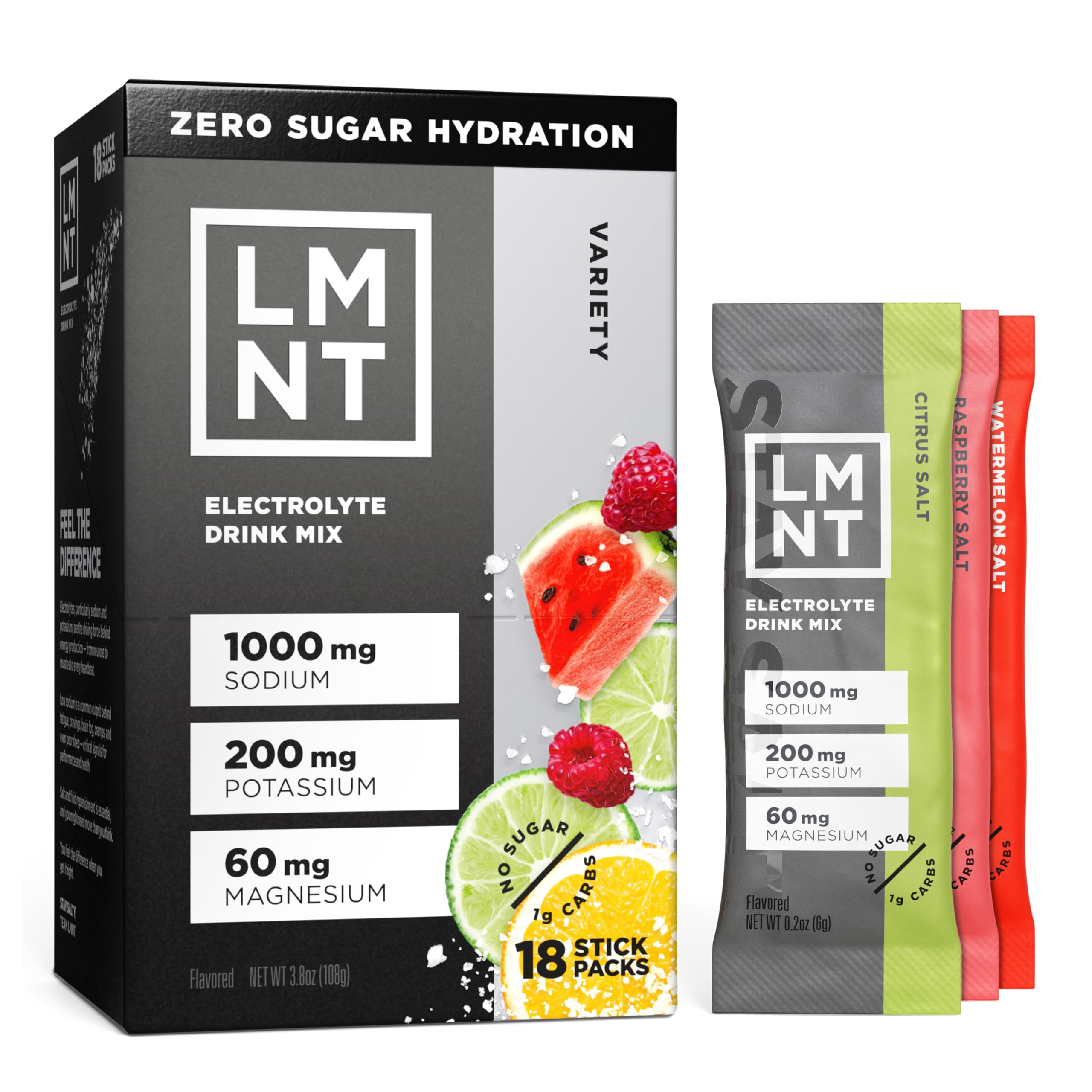 LMNT Zero Sugar Electrolytes - Variety Pack Bundle | Drink Mix | 18-Count | Amazon (US)