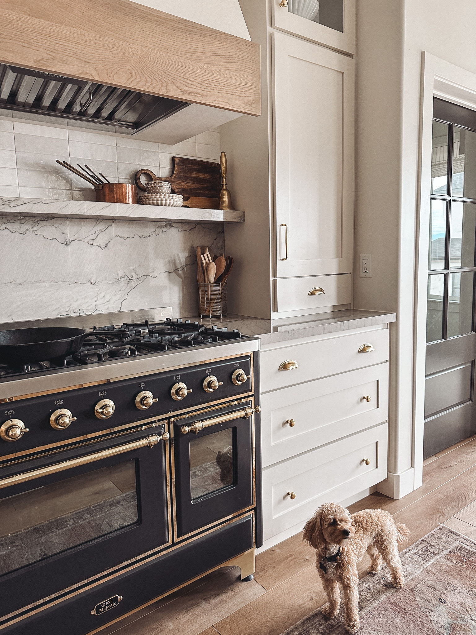 Kitchen design 
Kitchen Inspo 
Unlacquered brass
Vintage oven 
Vintage look runner 
Copper pots 
Wood board 
Modern French country
Cabinet hardware 
Modern Cotswolds 

#LTKSale #LTKFind 

#LTKhome