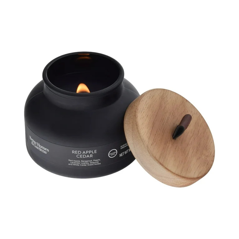 Better Homes & Gardens Red Apple and Cedar Scented Wooden Wick 18oz Bell Jar Candle | Walmart (US)