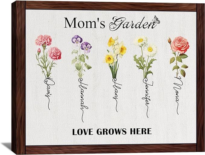 Mothers Day Unique Gifts for Mom from Daughter Son Personalized Moms Garden Canvas Custom Family ... | Amazon (US)