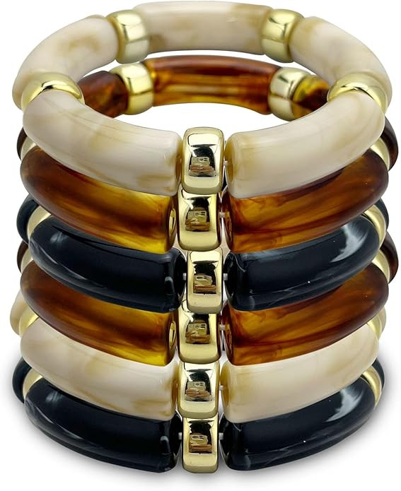 KOLODOGO 3PCS Chunky Bangles Bracelets for Women Stackable Chunky Bracelets Acrylic Bamboo Bracel... | Amazon (US)