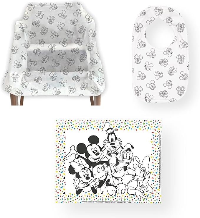J.L. Childress Disney Baby Dining Out Bundle - Disposable Table Placemats & Bibs for Baby, High C... | Amazon (US)