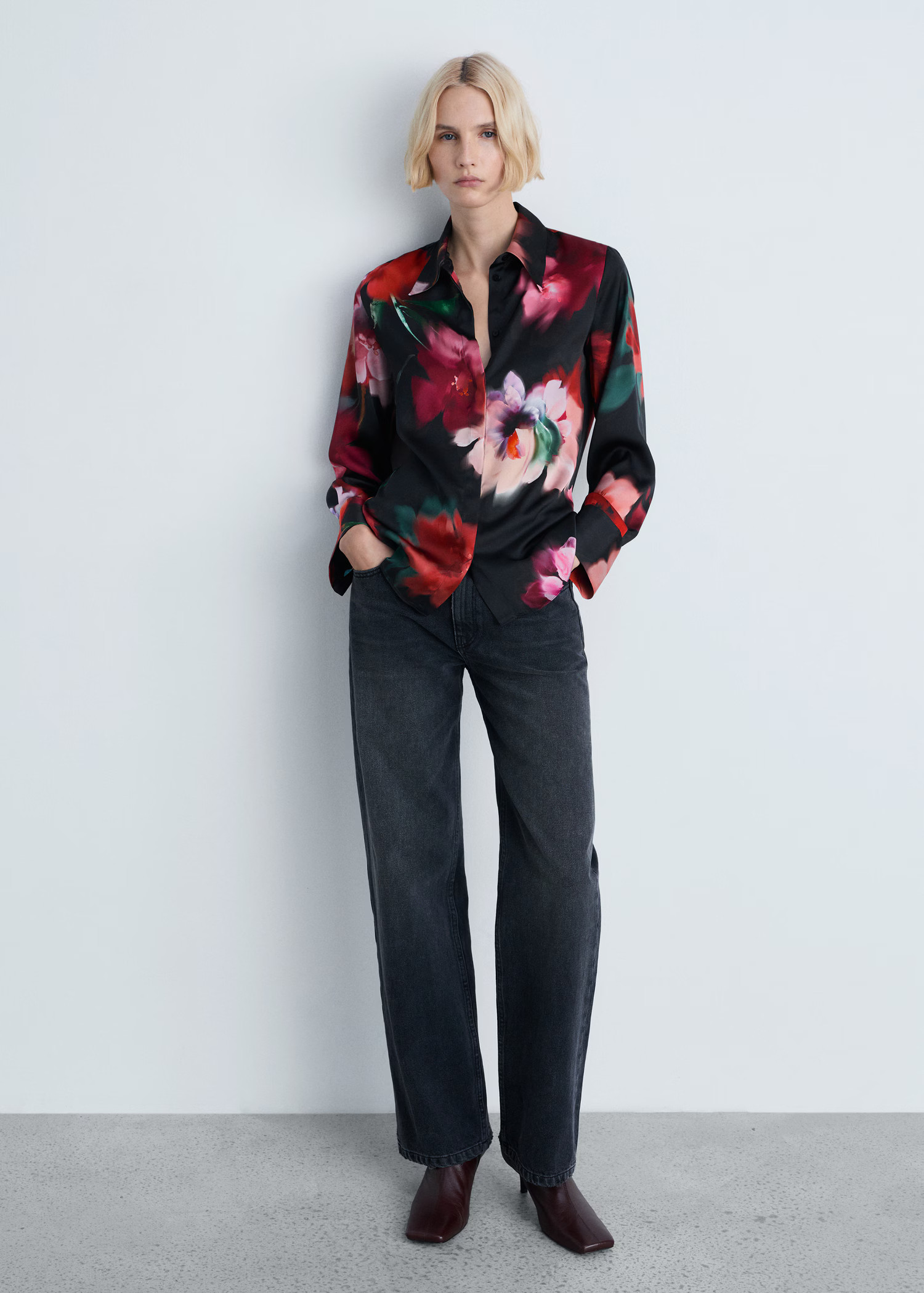 Satin print shirt - Women | MANGO USA | Mango (US/MX/AU)