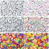 100/200/300Pcs Mix Acrylic Letter Beads Alphabet Abc White Gold Color Ins Letters Flat Round Name A-Z | Etsy (US)