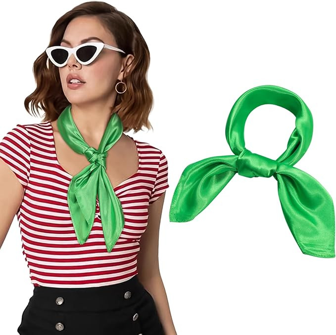 AWAYTR 23.6" Satin Neck Scarf Small Hair Scarf Women Silk Head Scarf Costume Bandana Girls Vintag... | Amazon (US)