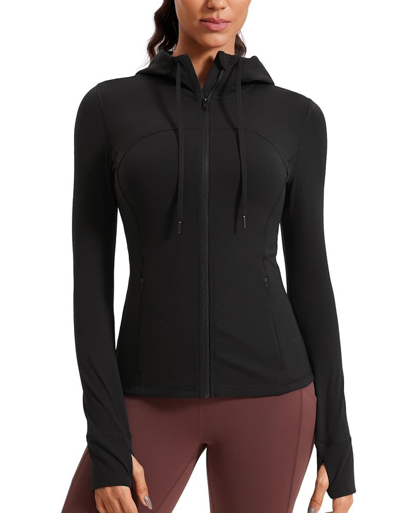 CRZ YOGA Butterluxe Womens Hooded Workout Jacket Athletic Running Zip Up with Back Mesh Vent and ... | Amazon (US)