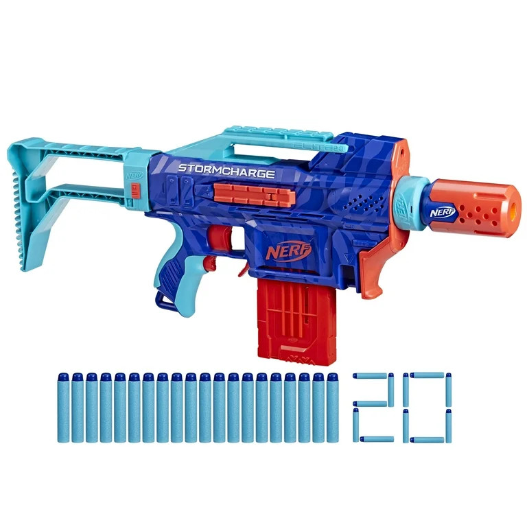 Nerf Elite 2.0 Stormcharge Motorized Blaster, 20 Nerf Elite Darts, 10-Dart Clip, Stock, Barrel | Walmart (US)
