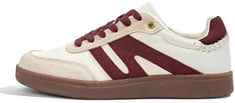 LUCKY STEP Women Classic Retro Gum Sole Fashion Sneakers Casual Tennis Skate Shoe Genuine Leather... | Amazon (US)