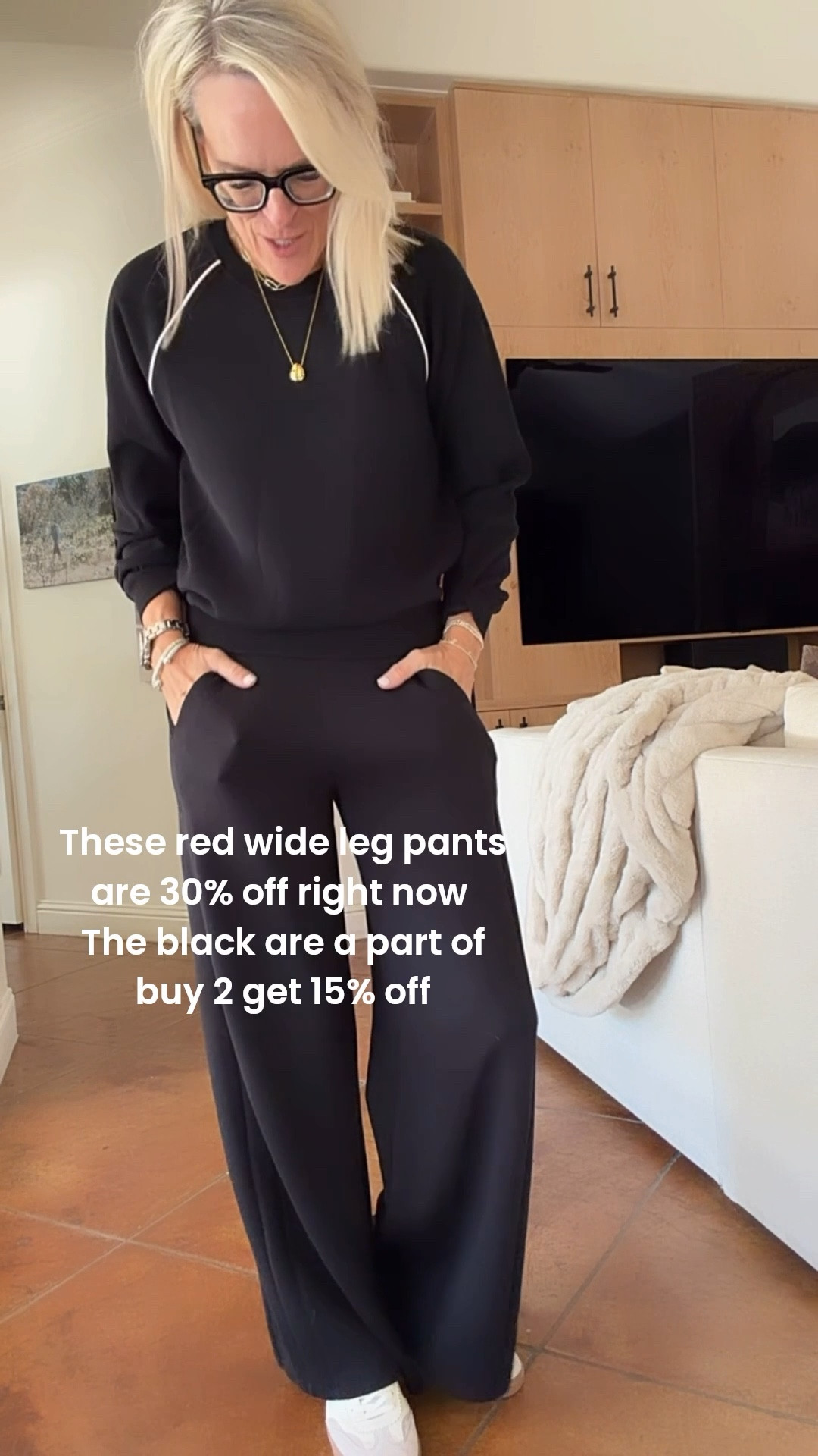 Spanx air essentials pants that are so good with pockets 
Only in black and red 
Red in major sale 

Fit is tts. Wearing small 

First time customers can use CSWANSONXSPANX for 15% off
I don’t believe it is stackable with this deal but can be used side wide

#LTKOver40 #LTKSaleAlert #LTKTravel