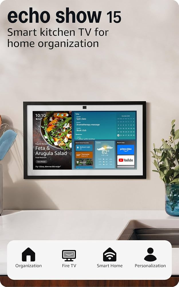 Amazon Echo Show 15 (newest model), stunning HD 15.6" display


Smart kitchen TV for home organiz... | Amazon (US)