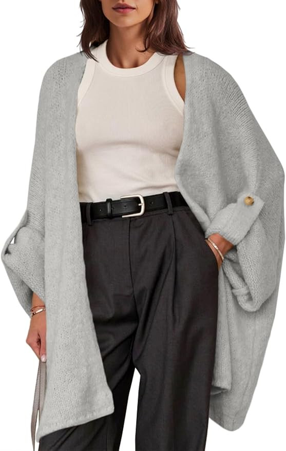 Saodimallsu Womens Oversized Long Cardigan Sweaters Casual Open Front Chunky Knit Slouchy Fall Tr... | Amazon (US)