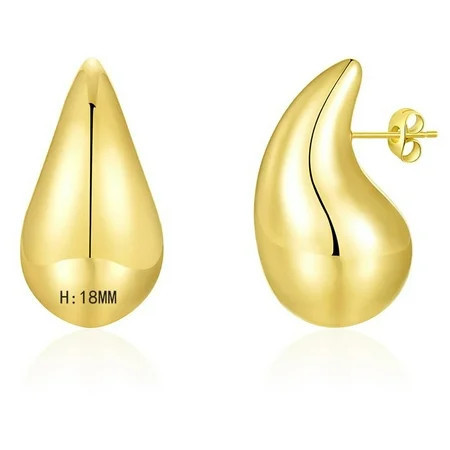 Apsvo Chunky Gold Hoop Earrings for Women Stud Earrings Lightweight Waterdrop Teardrop Hollow Open Hoops Hypoallergenic Gold Plated Earrings Jewelry for Women 18/25/32/47mm | Walmart (US)