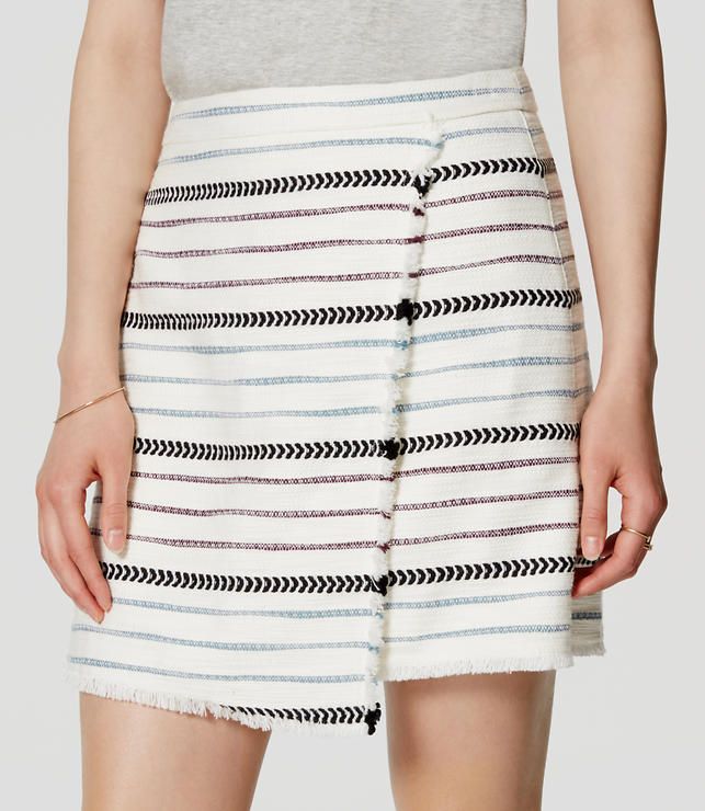 Striped Fringe Wrap Skirt | Loft