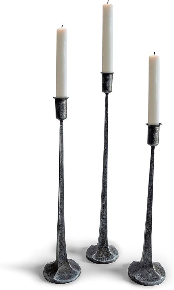Black Iron Candlestick Holders Set of 3, Black Iron Candle Holders, Cast Iron Candle Holder, Wrou... | Amazon (US)