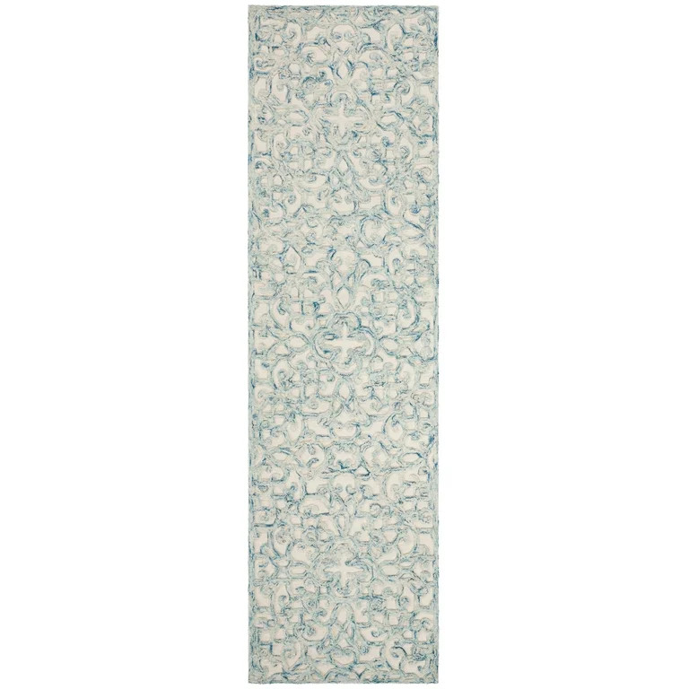 SAFAVIEH Trace Bryan Geometric Floral Wool Runner Rug, Blue/Ivory, 2'3" x 8' | Walmart (US)