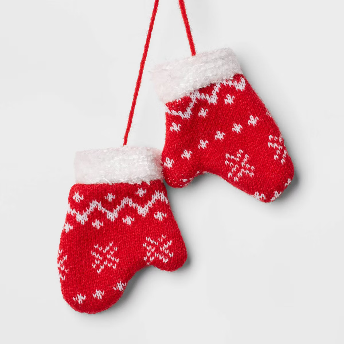 Knit Fabric Fair Isle Snowflake Mittens Christmas Tree Ornament Red - Wondershop™ | Target