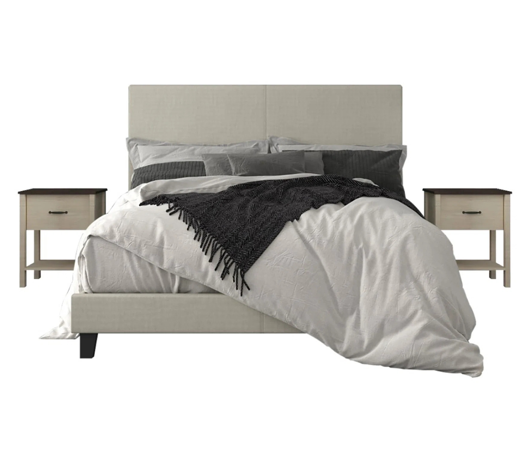 Andover Mills™ Upholstered Panel Bed With 2 Nightstands & Reviews | Wayfair | Wayfair North America
