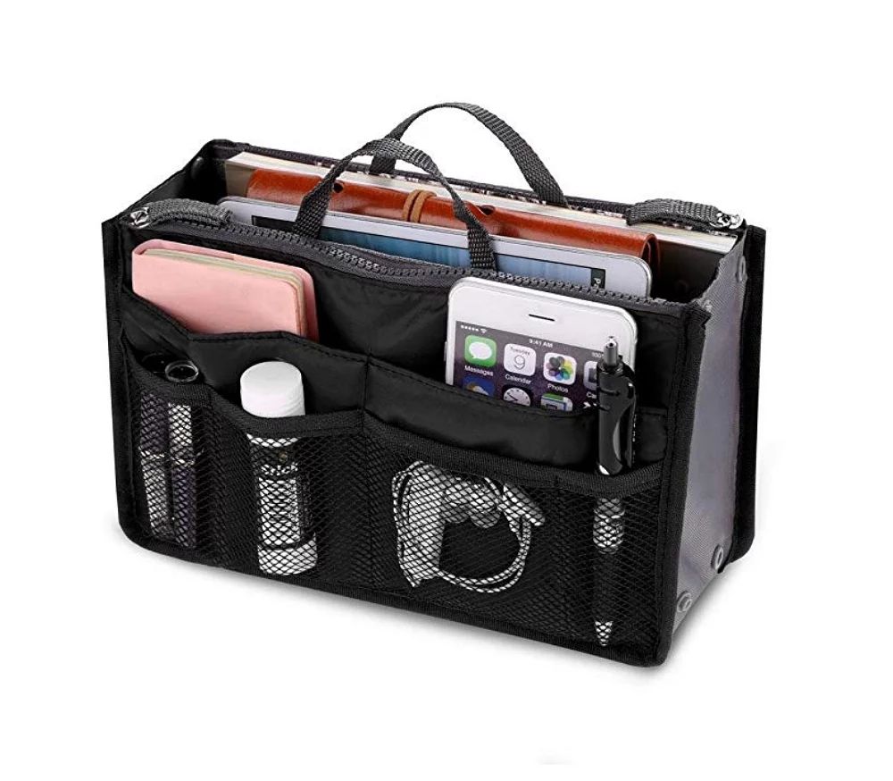 Women Multi-Pocket Travel Handbag Organizer Insert with Zipper Handles Purse Liner TIKA | Walmart (US)