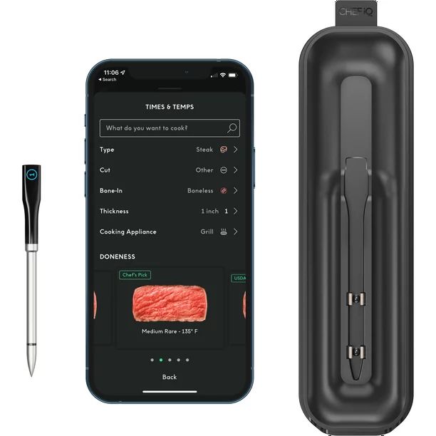 CHEF iQ Smart Cooking Thermometer, World's Thinnest & Smartest, Wireless, Digital, Bluetooth & Wi... | Walmart (US)