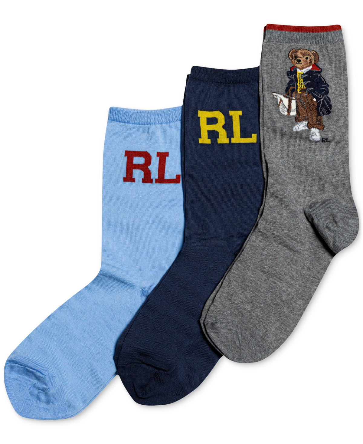 Polo Ralph Lauren Women's 3-Pk. Fall Bear Crew Socks Boxed Set - Assorted | Macy's