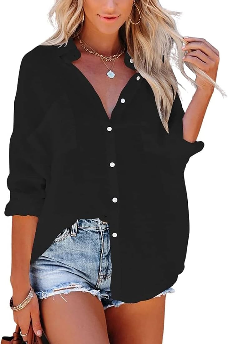 Eddoyee Summer Casual Swimsuit Cover Ups for Women Beach Shirt Tunic Dress | Amazon (US)