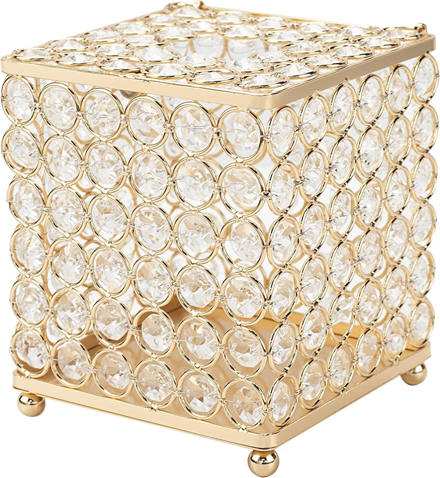 Ukwell Square Crystal Tissue Box Cover Handcrafted Bling Facial Tissue Holder for Bathroom Counte... | Amazon (US)