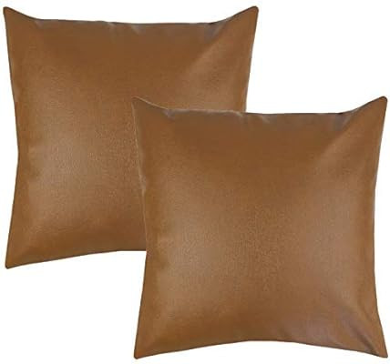 Woven Nook Decorative Throw Pillow Covers, 100% Polyester Faux Leather, Milo Set, Pack of 2 (18" ... | Amazon (US)