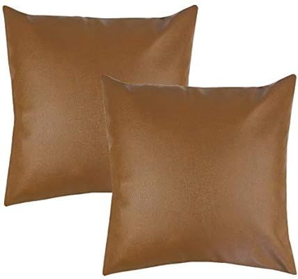 Woven Nook Decorative Throw Pillow Covers, 100% Polyester Faux Leather, Milo Set, Pack of 2 (18" ... | Amazon (US)
