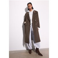 Stradivarius Long oversize double-breasted coat Brown S | Stradivarius (UK)