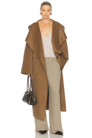 Toteme Signature Double Coat in Hazel - Brown. Size L (also in S). | FWRD 