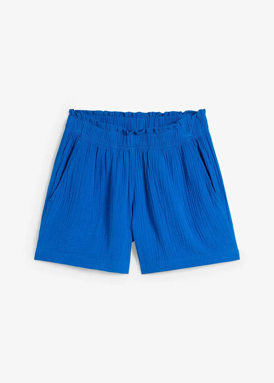 Modische Musselin-Shorts mit Bequembund - blau - Damen | bonprix | Bonprix DE