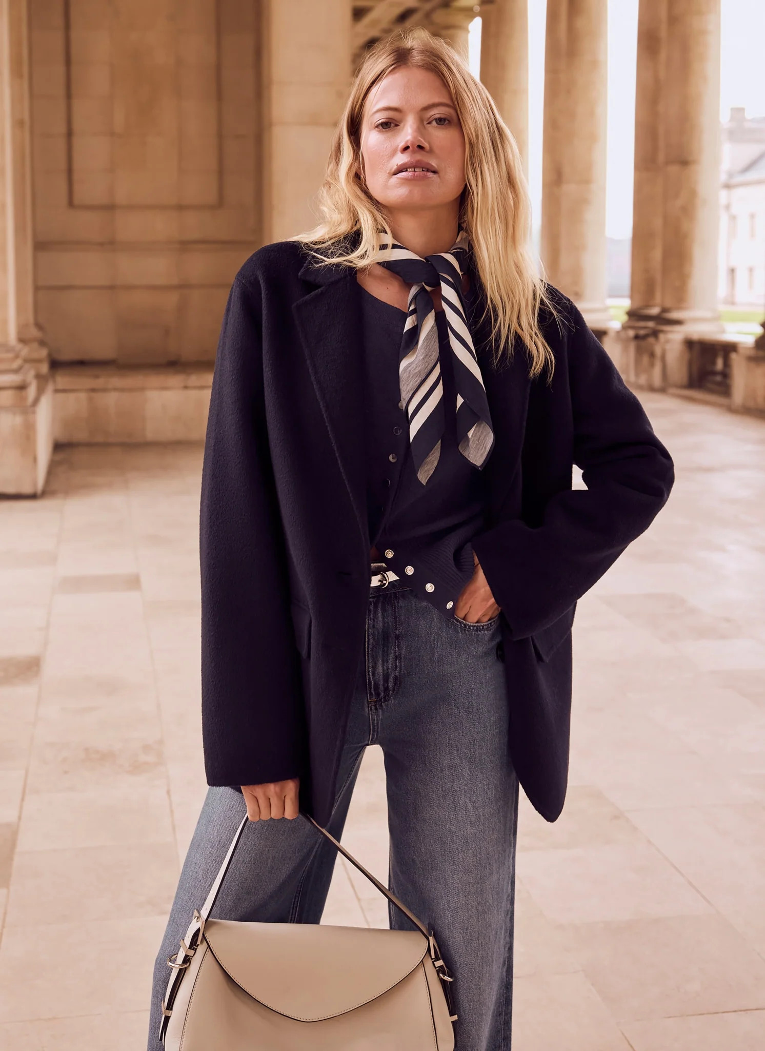 Navy Wool Blend Blazer | Mint Velvet