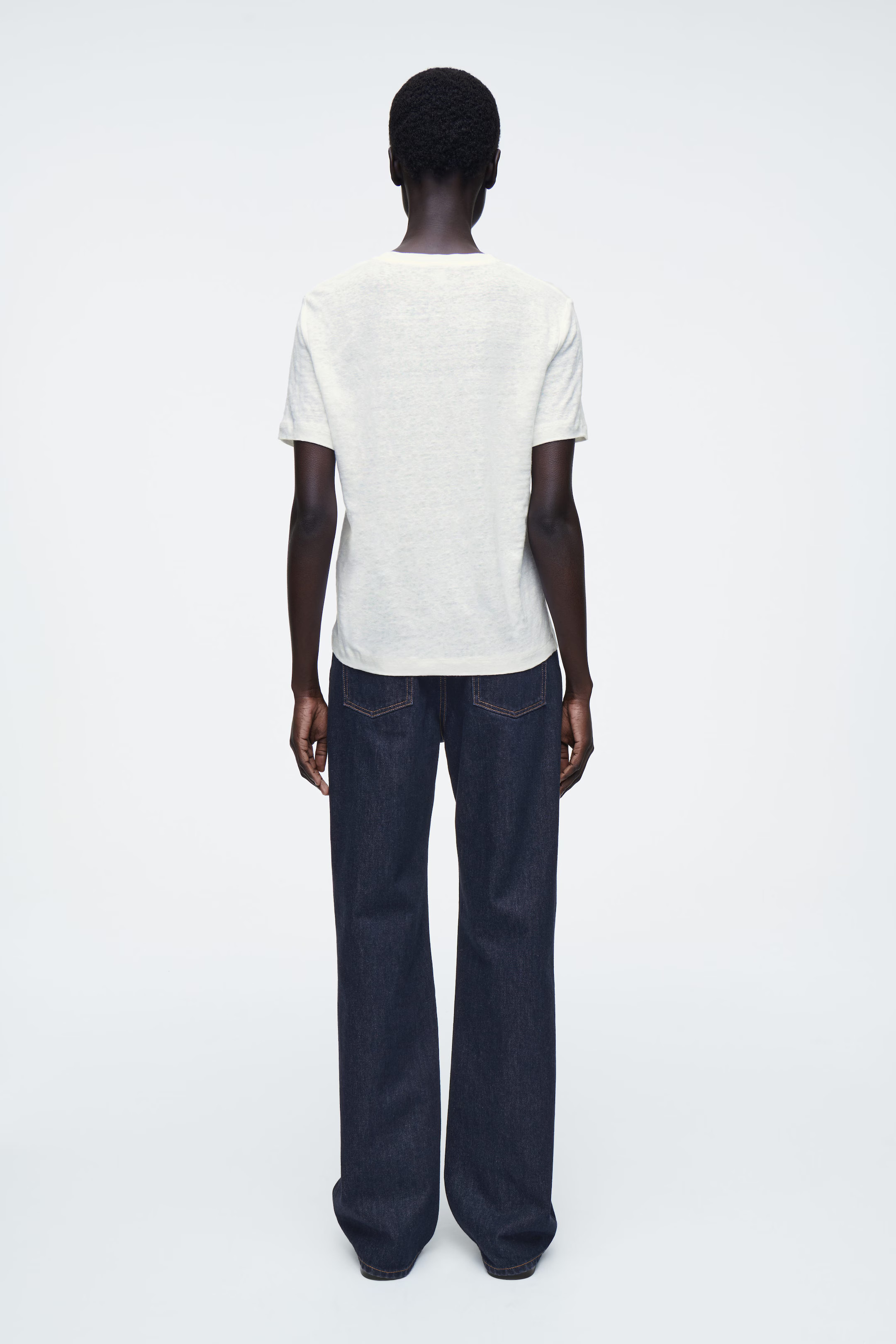 CREW-NECK LINEN T-SHIRT - WHITE | COS UK